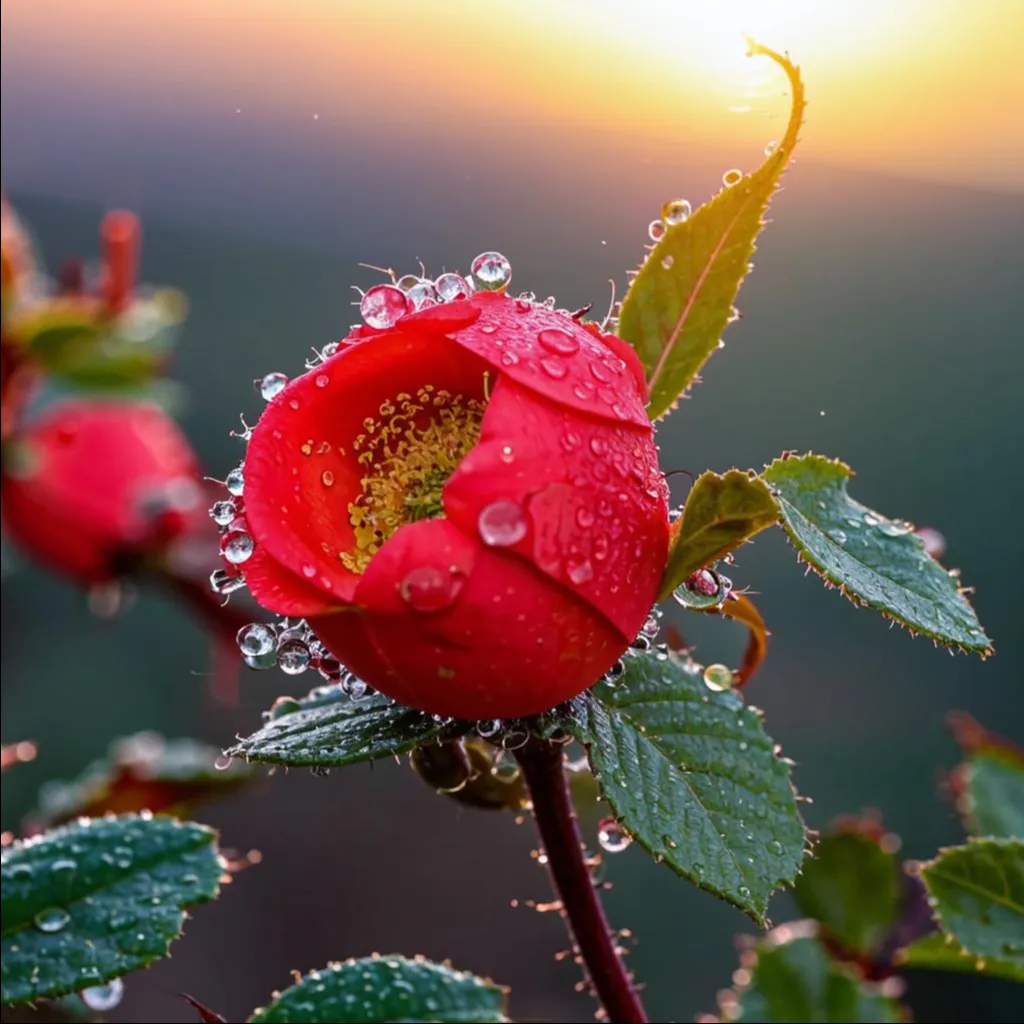 a red rose with water droplets on it