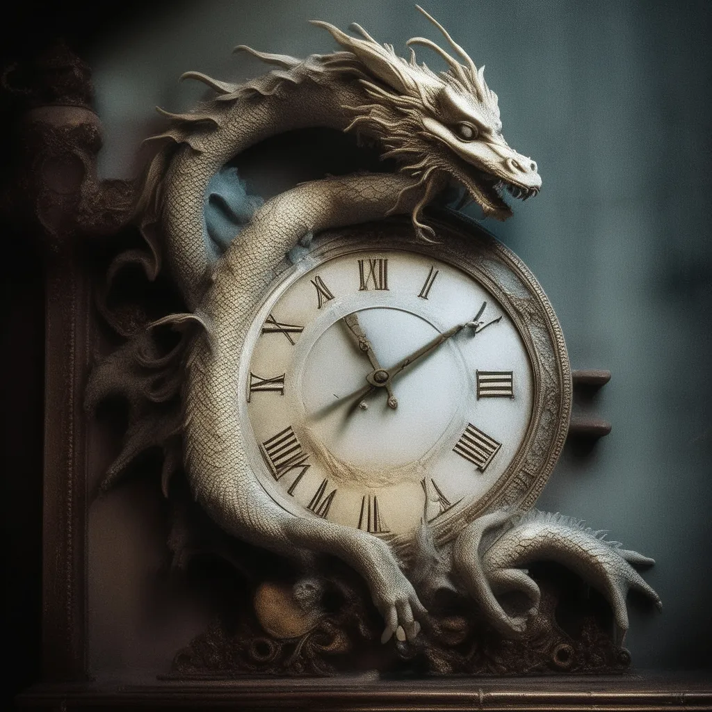 a clock with a dragon on the front of it