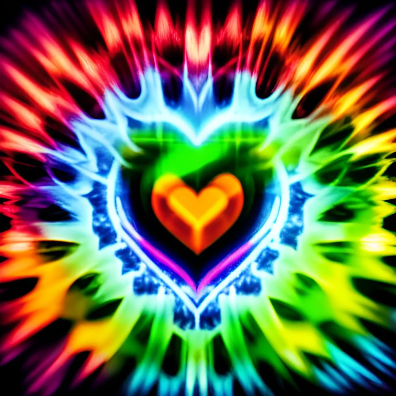 a heart is surrounded by a multicolored background