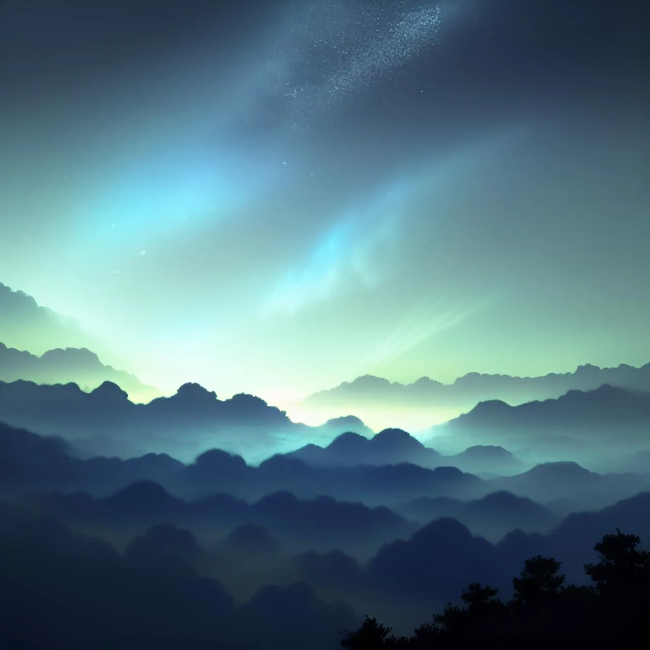 a view of the night sky from the top of a mountain