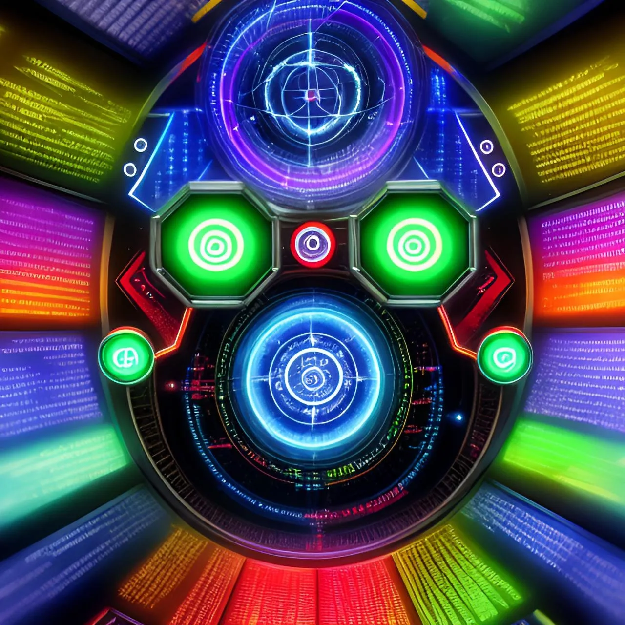 a colorful array of lights in a circle