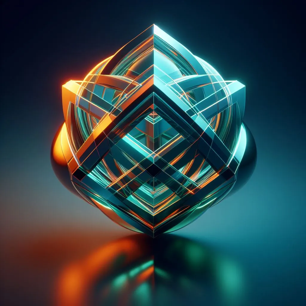 a 3d image of a cube on a reflective surface