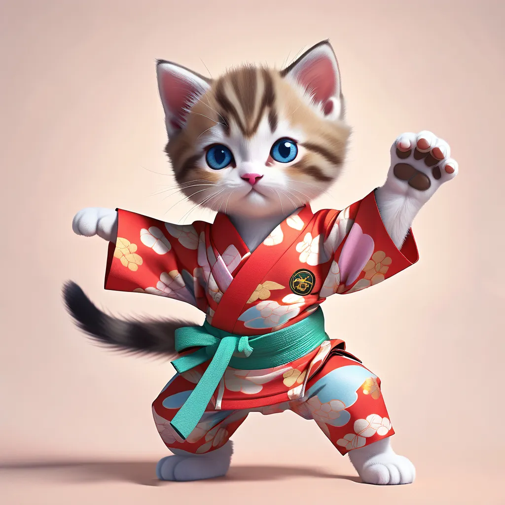 a cat in a kimono poses for a picture