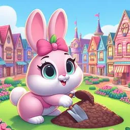 a cartoon bunny digging a hole in the ground