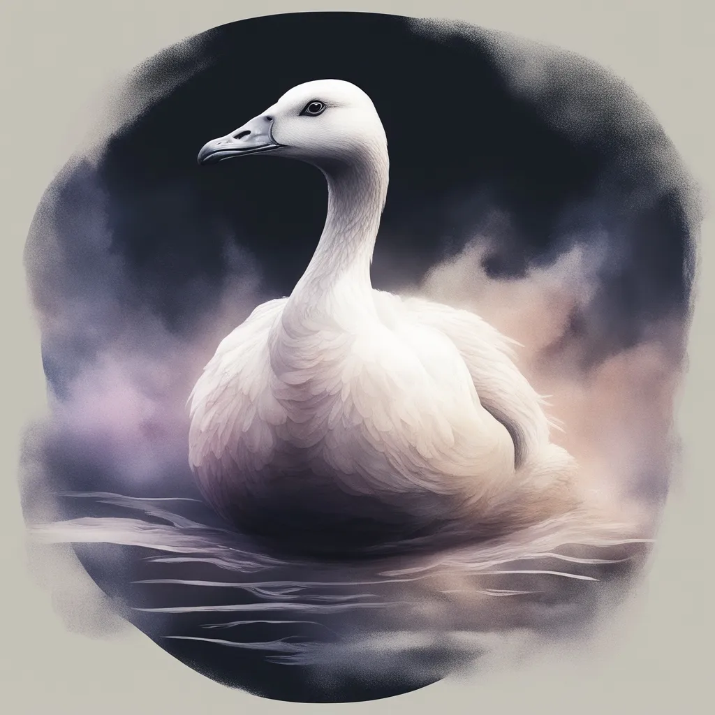 a white goose floating on top of a body of water