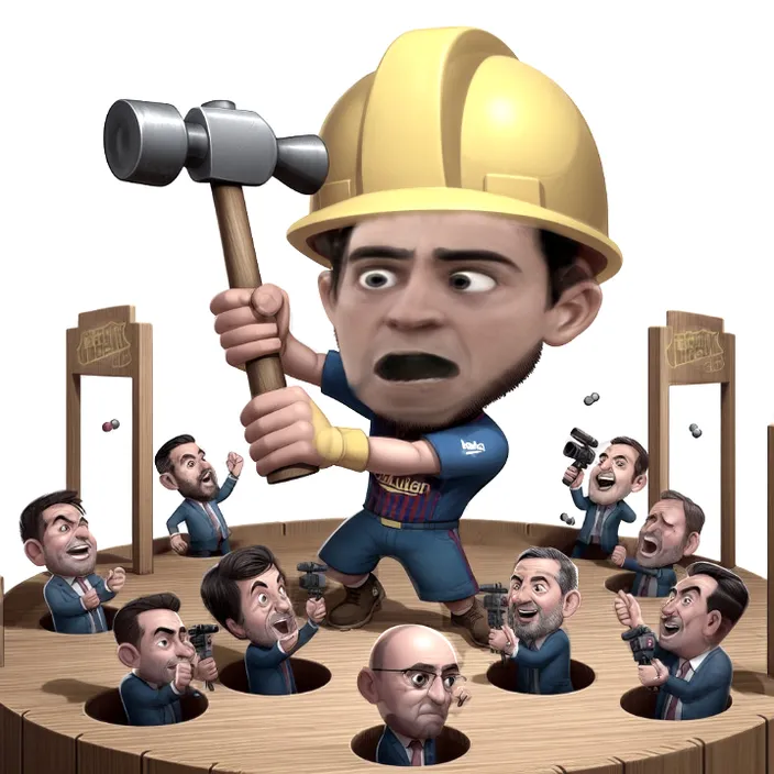 a cartoon of a man holding a hammer