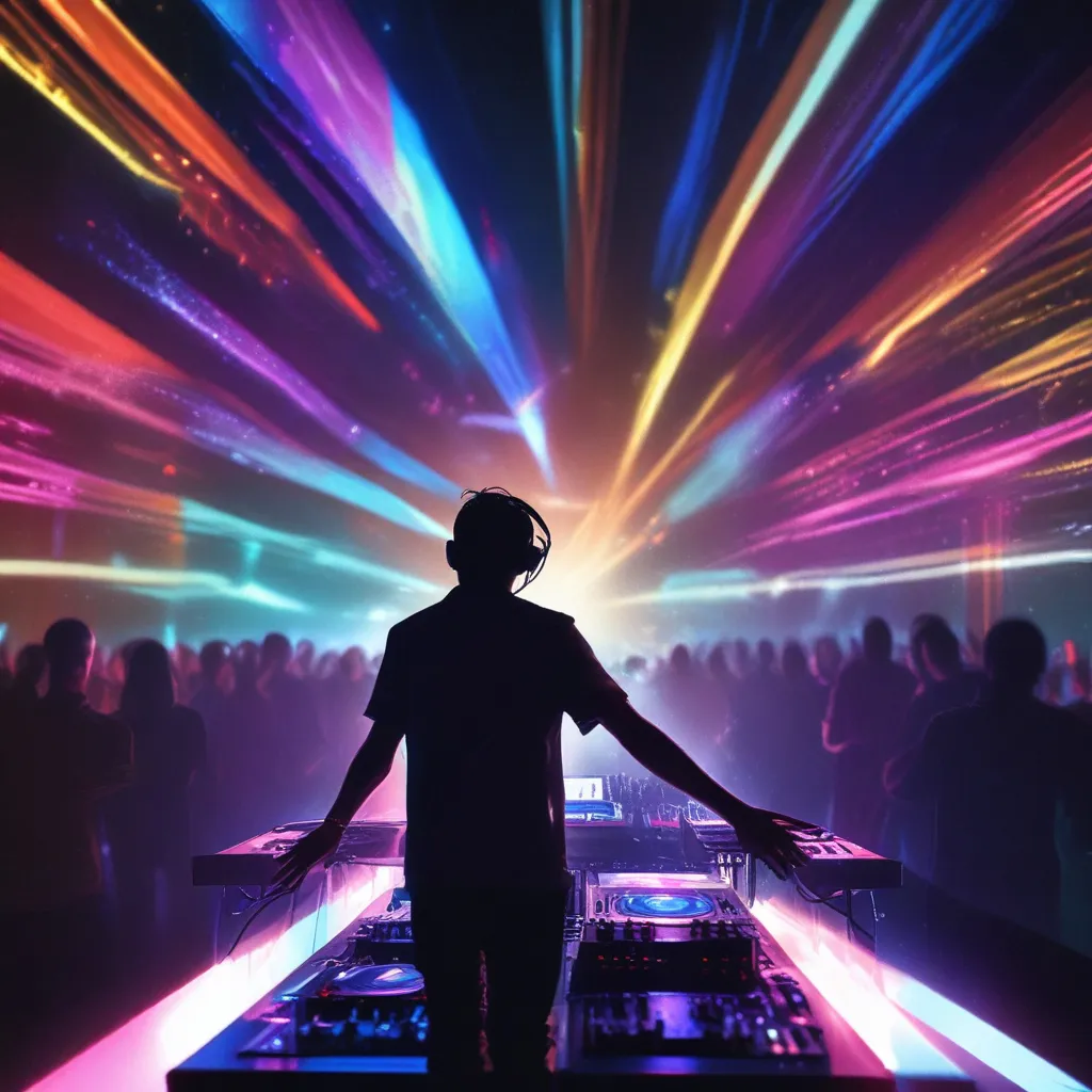 a dj mixing in front of a crowd of people