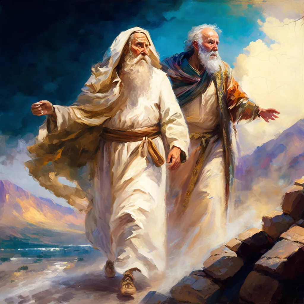 enoch and jesus walking down a path