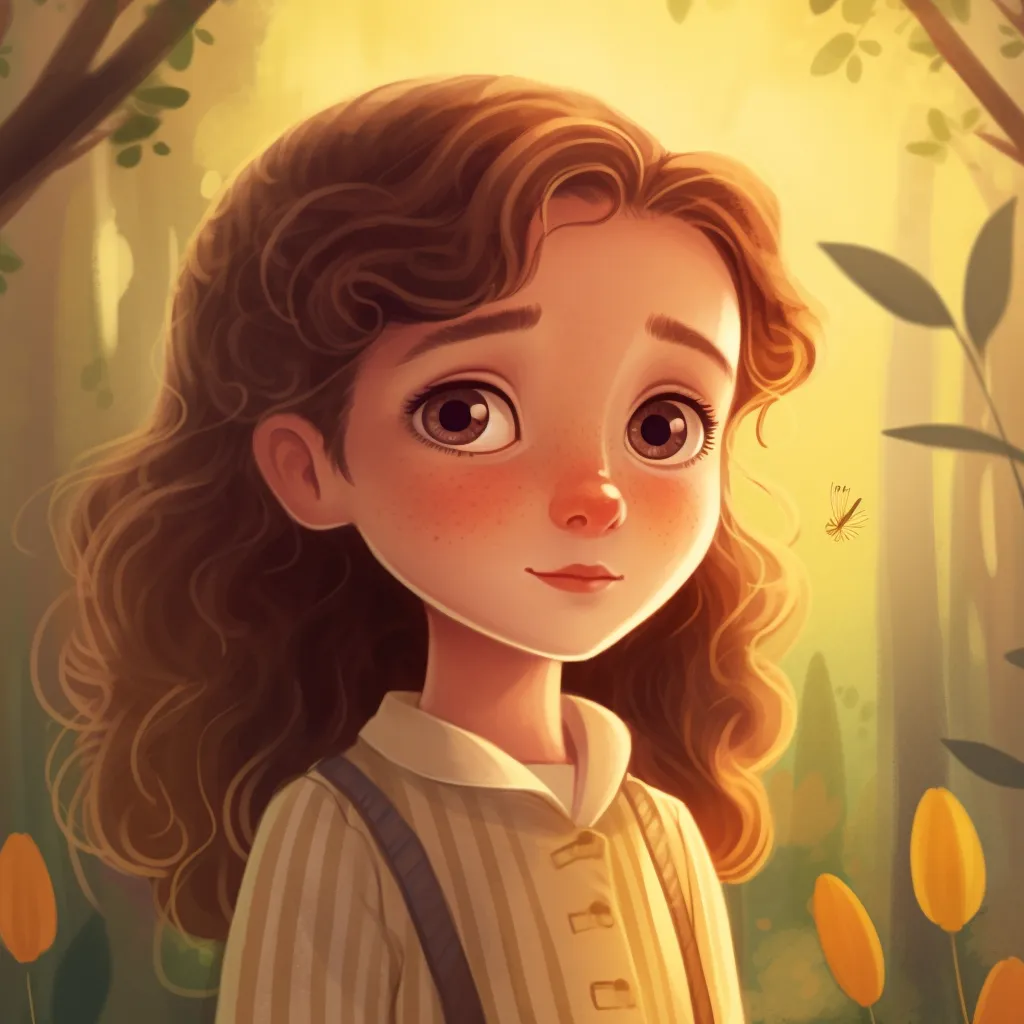 a painting of a young girl in a forest