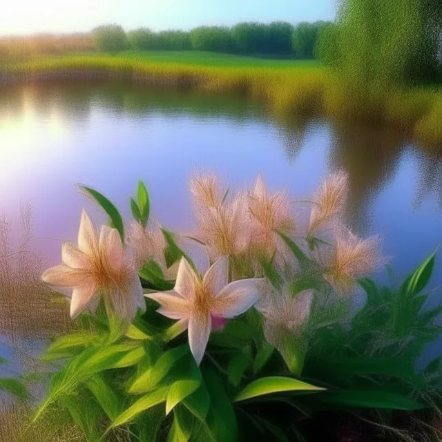 flower, water, plant, sky, petal, botany, natural landscape, natural environment, vegetation, lake  Only the wind