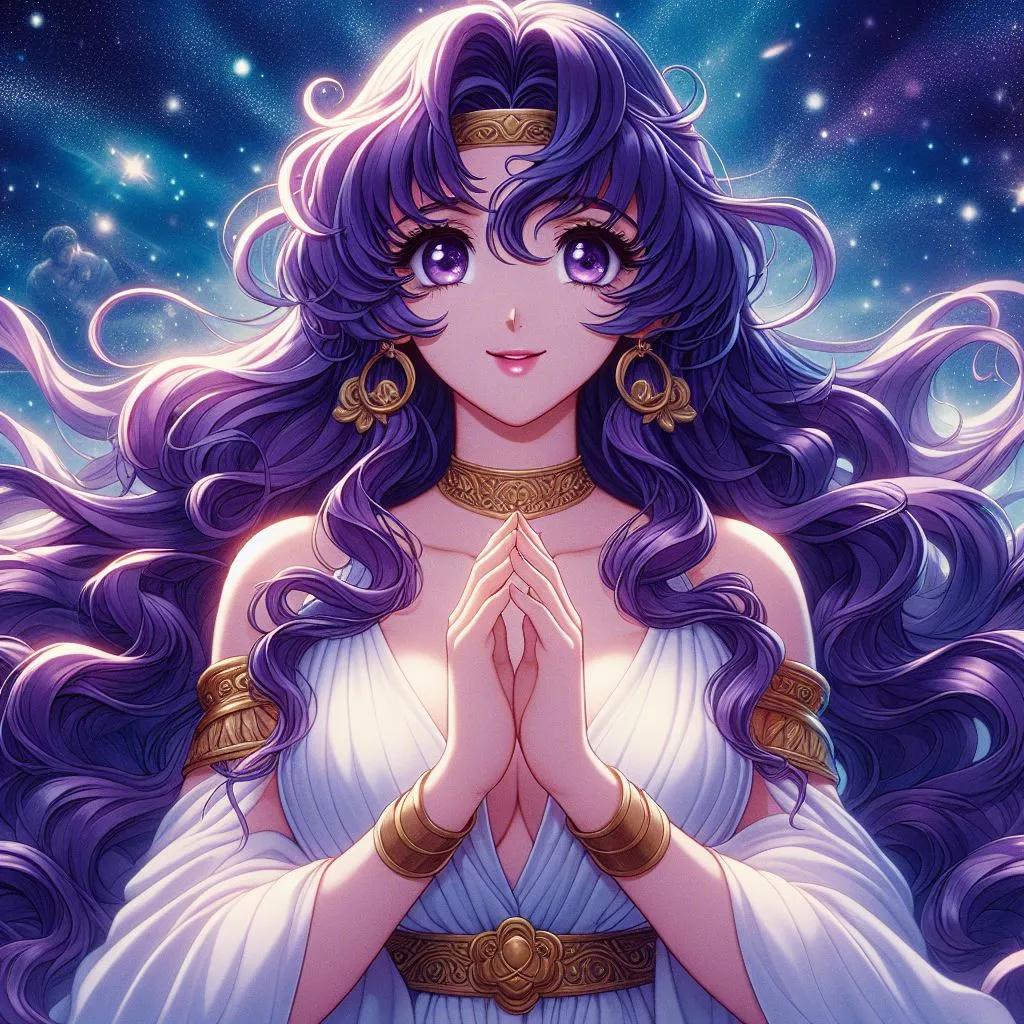 The character smiles and blinks, her hair and clothes flutter in the wind, and the starry sky in the background also appears to have dreamy fluctuations.