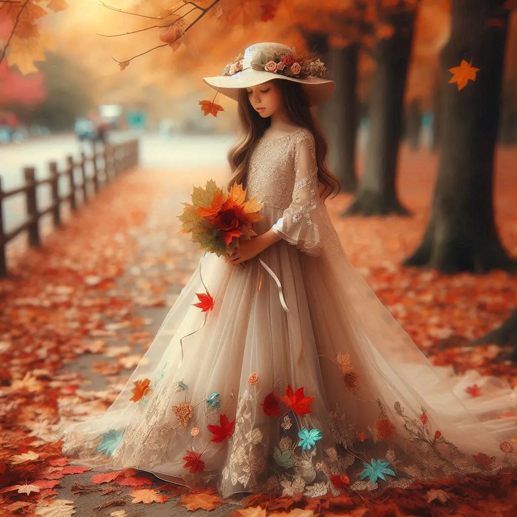 a woman in a dress and hat holding a bouquet of flowers