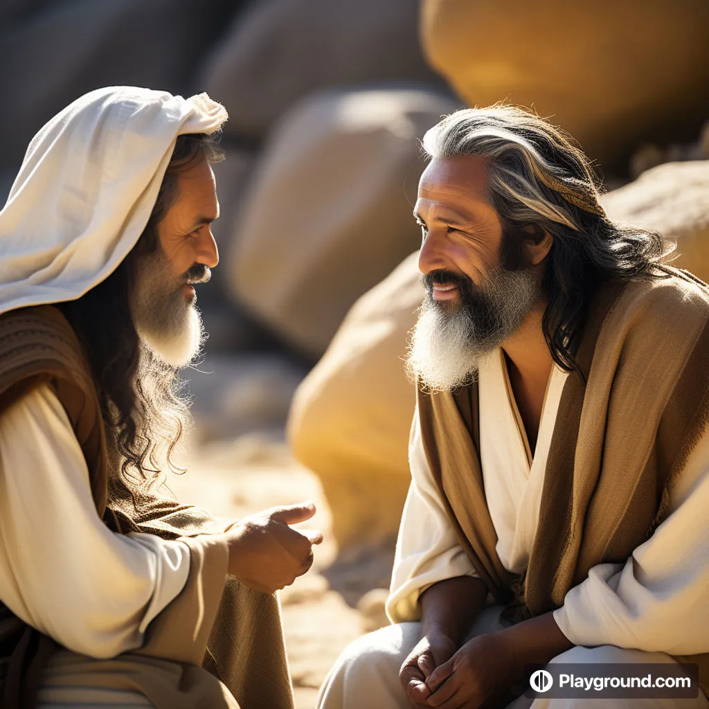 jesus talking to a man with a beard