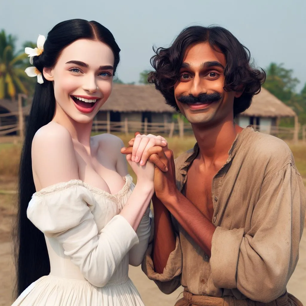 an Indian man and a white woman are holding hands