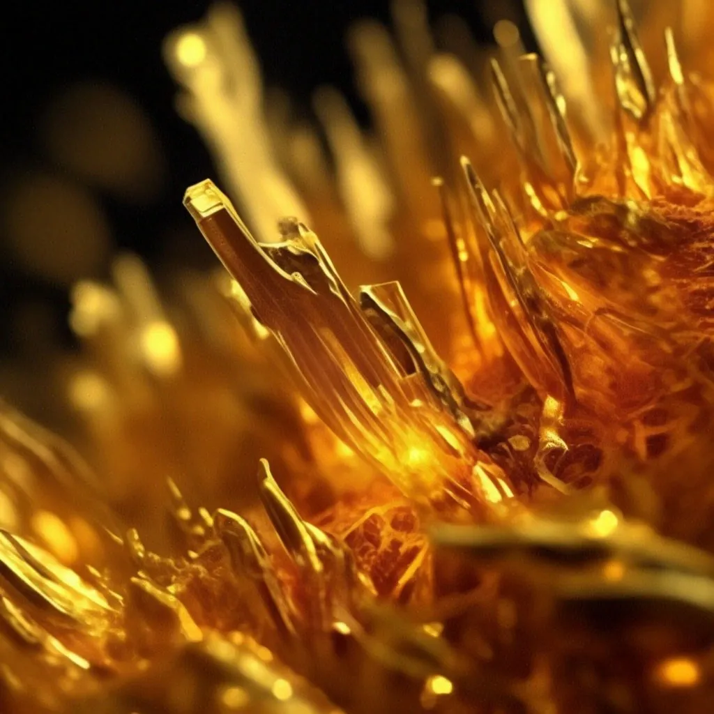 A close up of a honeycomb dripping with golden honey