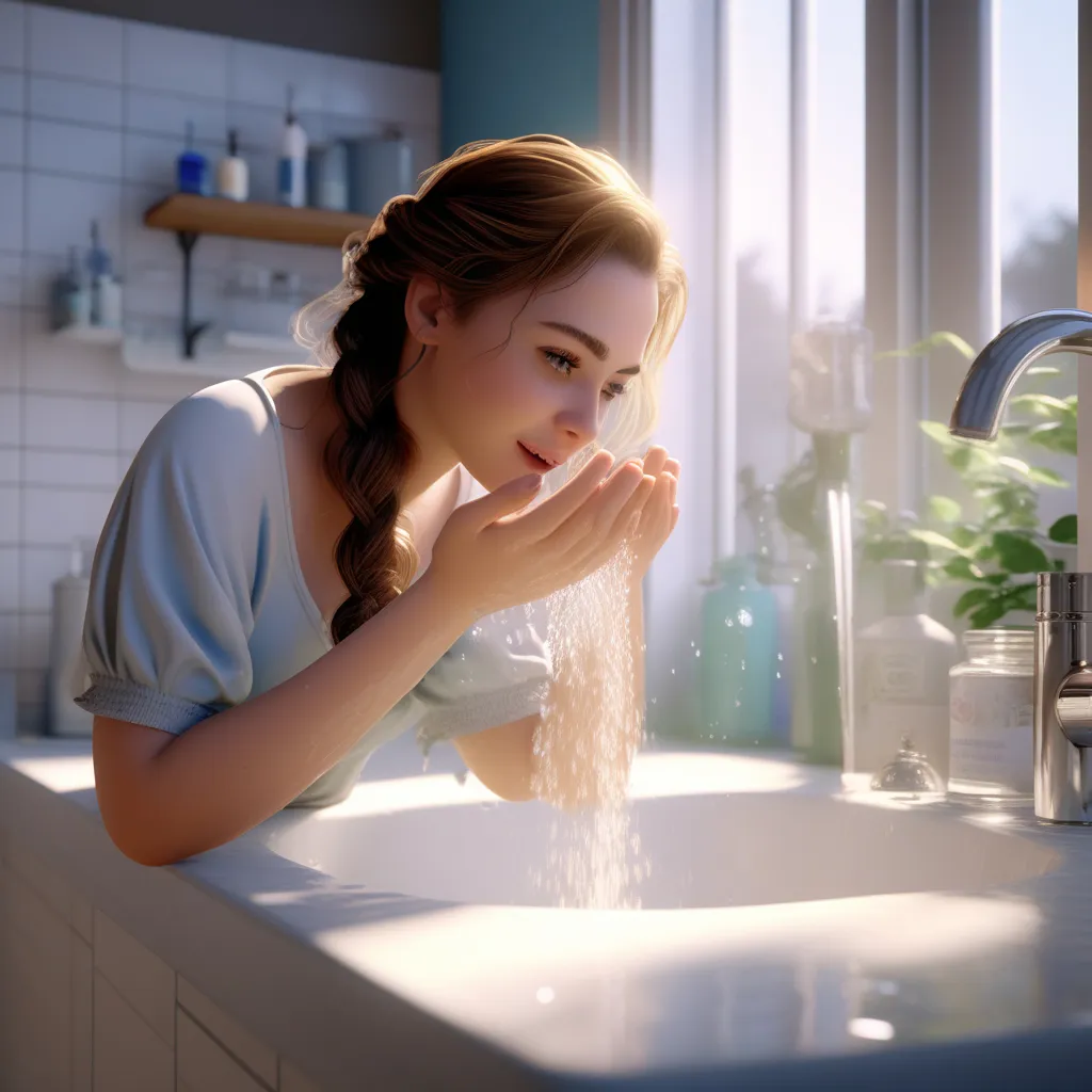 a woman washing her hands in a sink