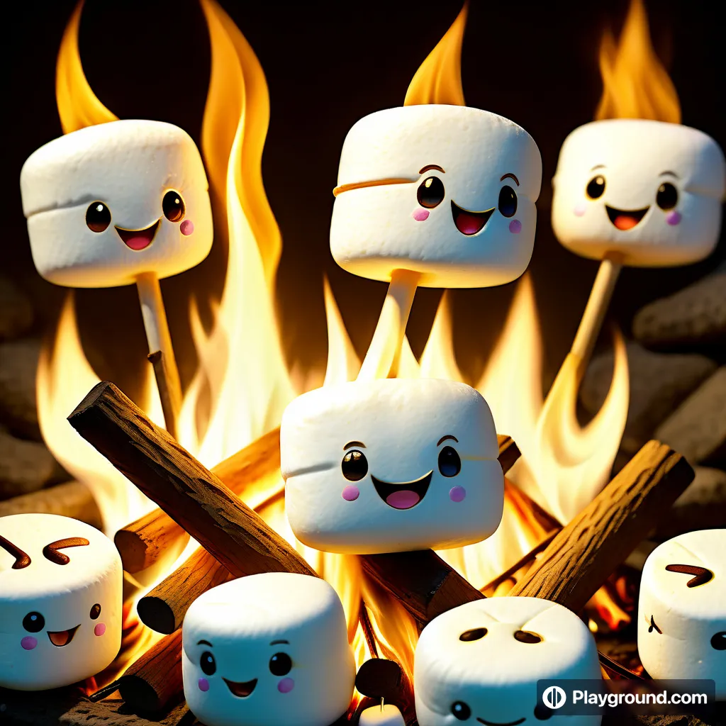 marshmallows sitting on sticks in front of a fire