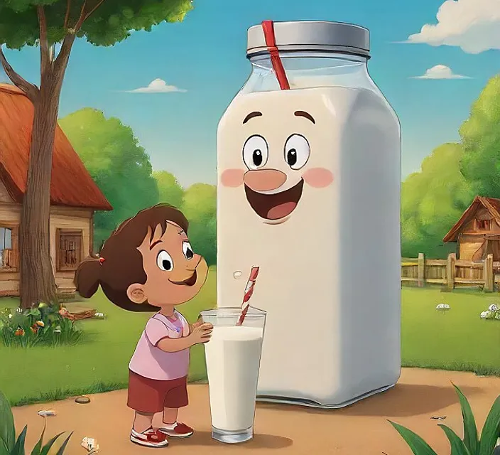 a little girl holding a glass of milk