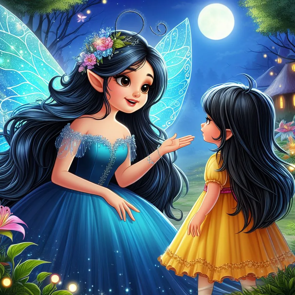  fairy talking to a little girl