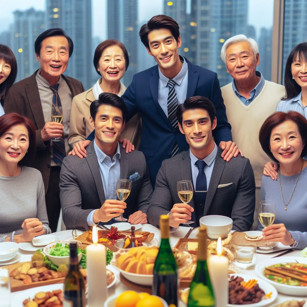 image of the leading man gathering with friends and family to celebrate