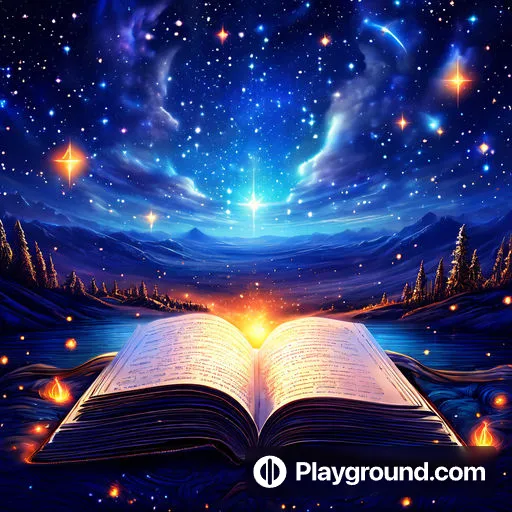 an open book in the middle of a night sky