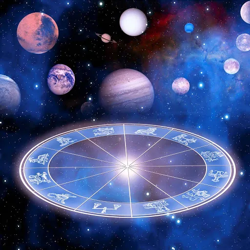 a diagram of the solar system with planets in the background