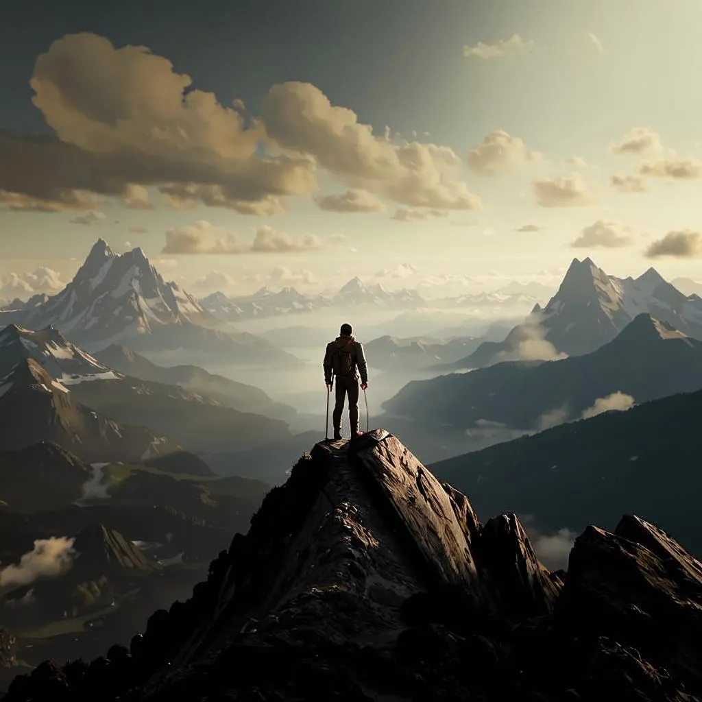 a man standing on top of a mountain