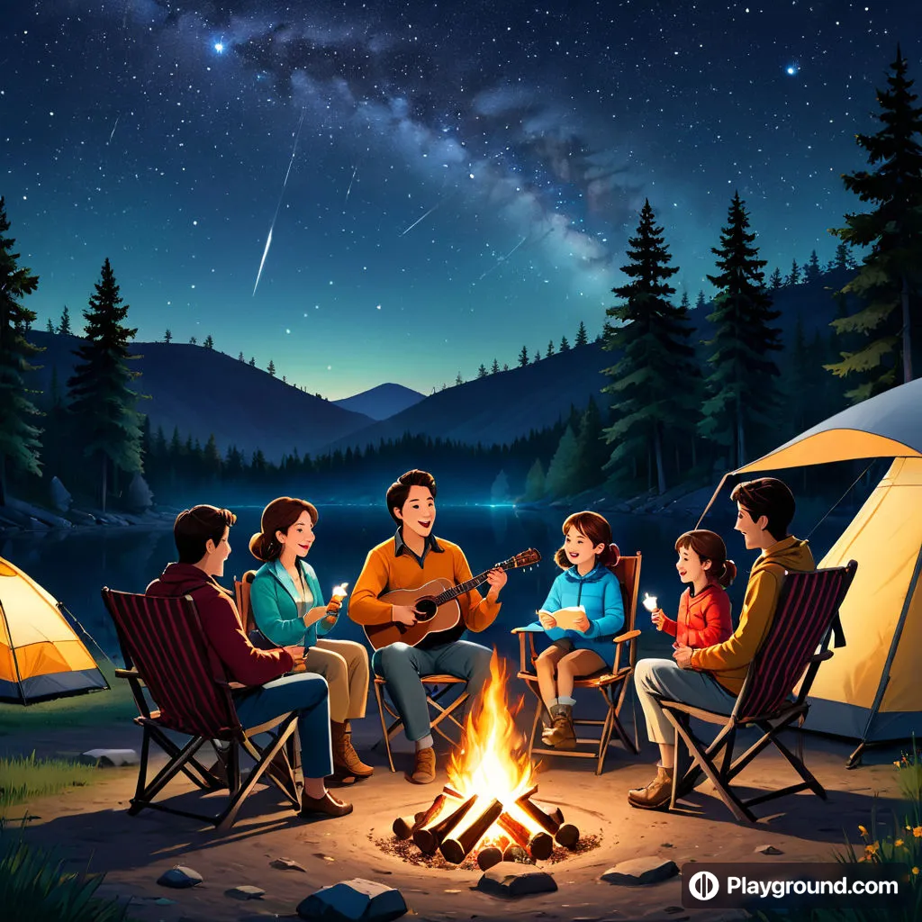 a group of people sitting around a campfire