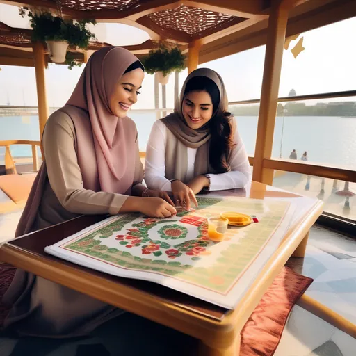 a couple of women drinking tea at the table