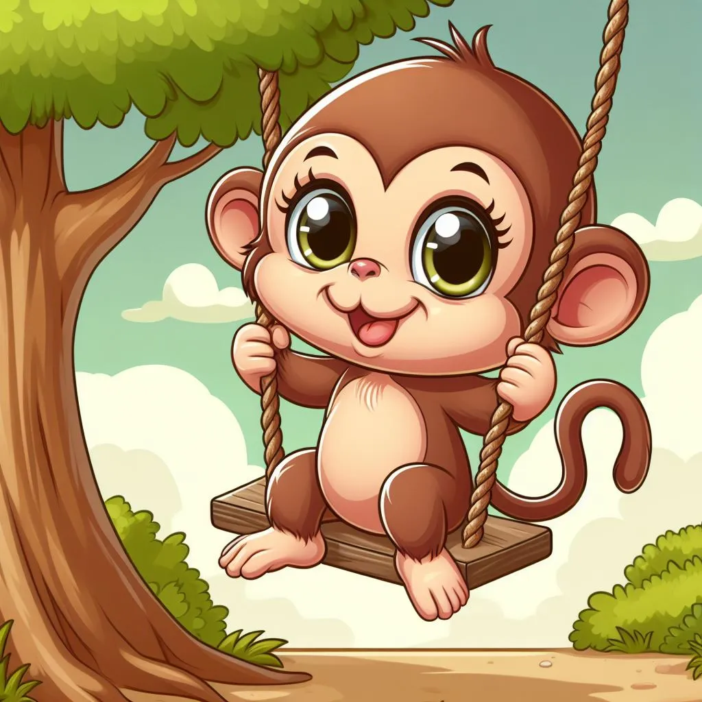 a cute little monkey sitting on a swing