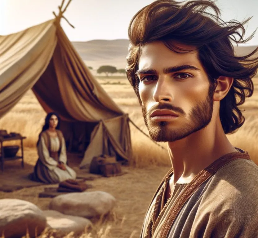 a man standing in a field next to a tent