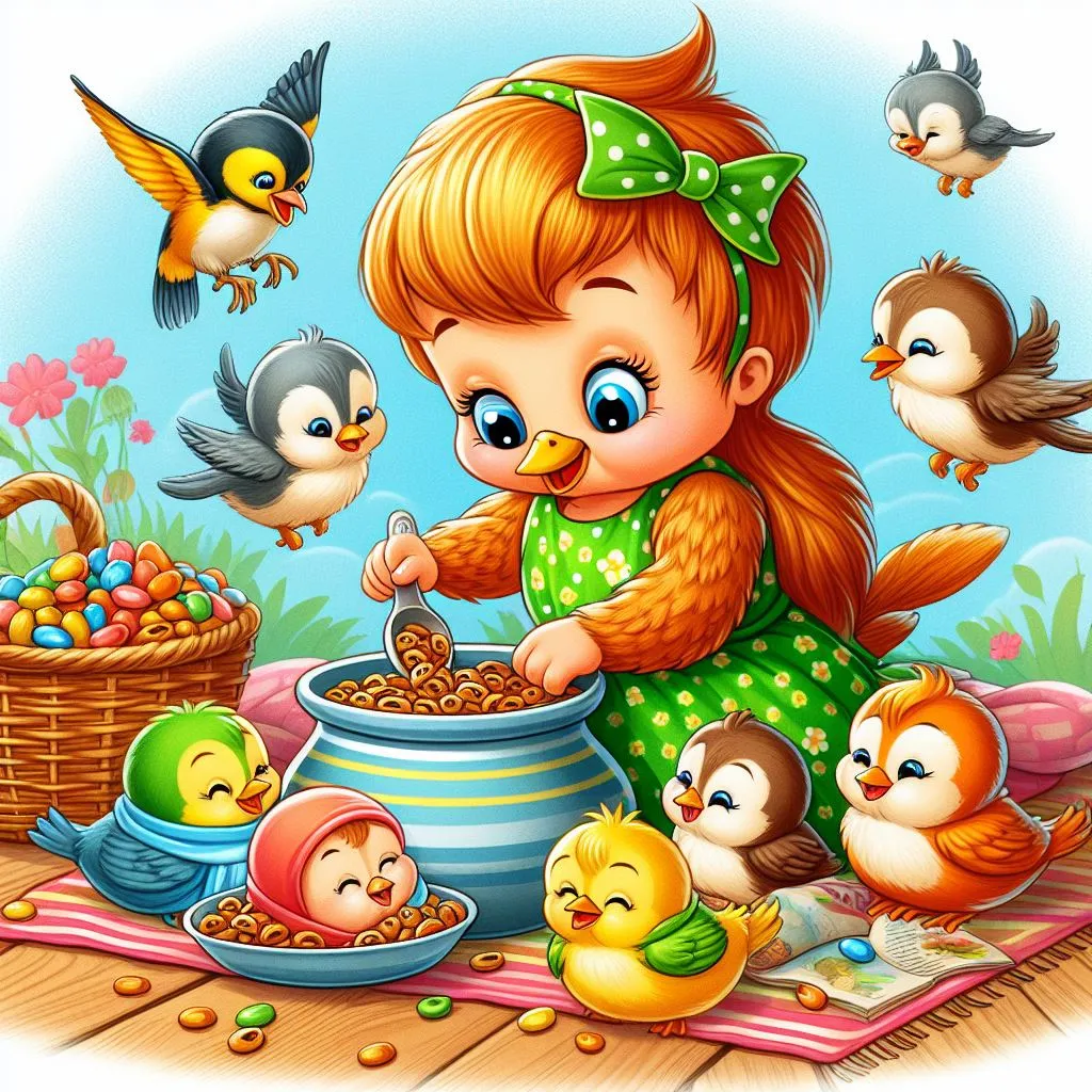 a little girl that is standing in front of a bowl of food