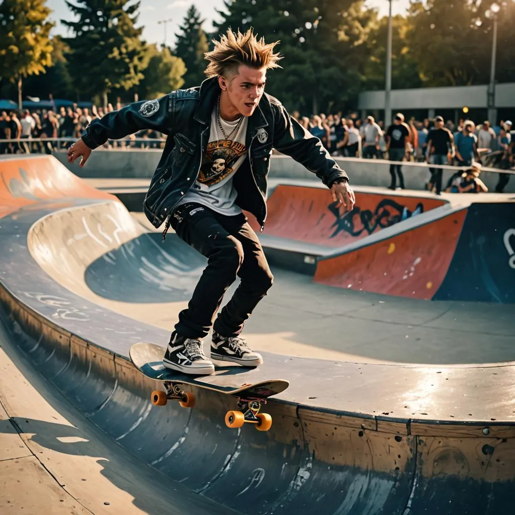 a man riding a skateboard down the side of a ramp