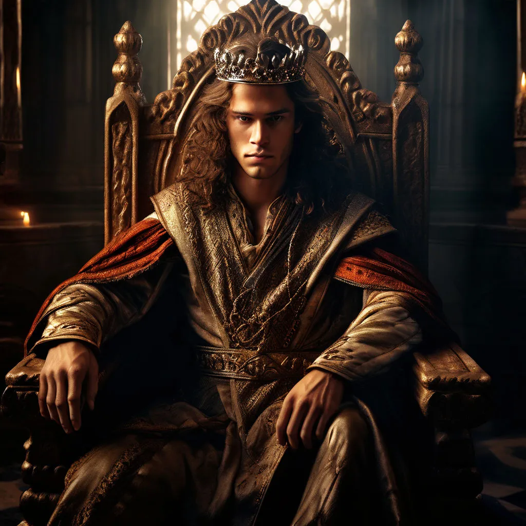 a man in a crown sitting on a throne