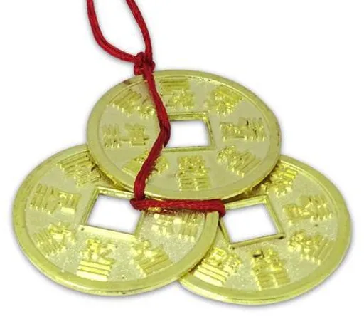 a set of four gold coin ornament