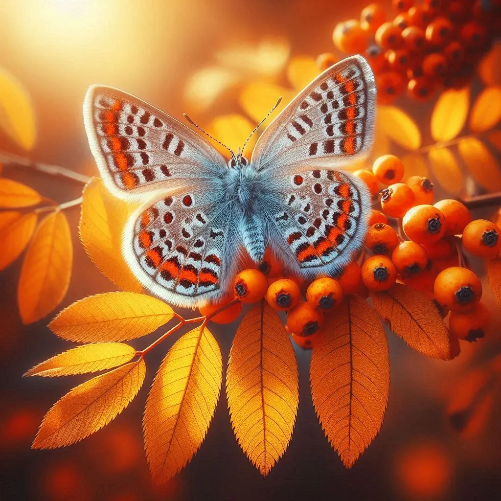 a butterfly sitting on top of a bunch of berries