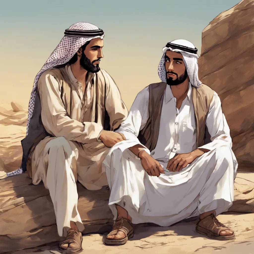 a painting of two men sitting next to each other