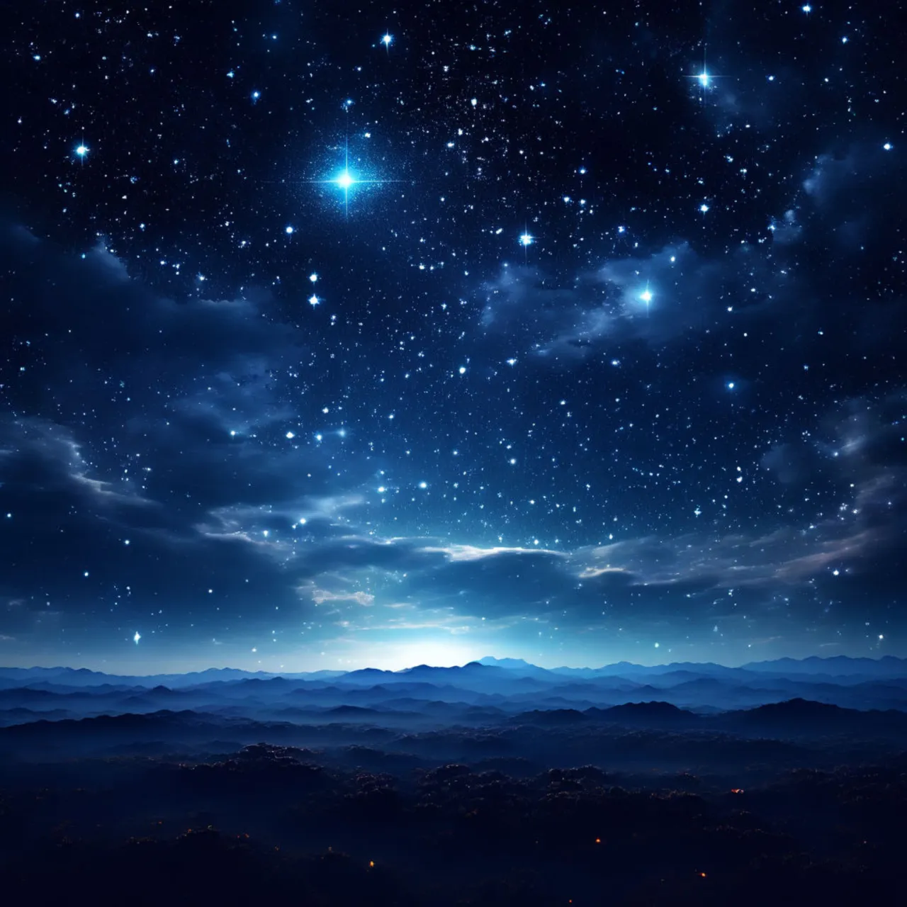 a night sky filled with stars and clouds