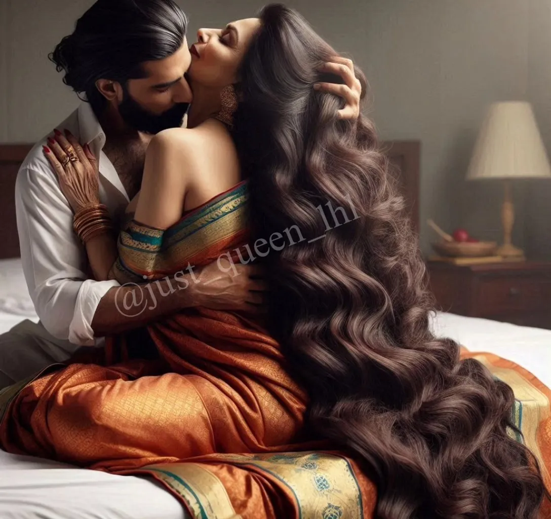 Kareena Kapoor with (((extreme long hair))) next to her husband