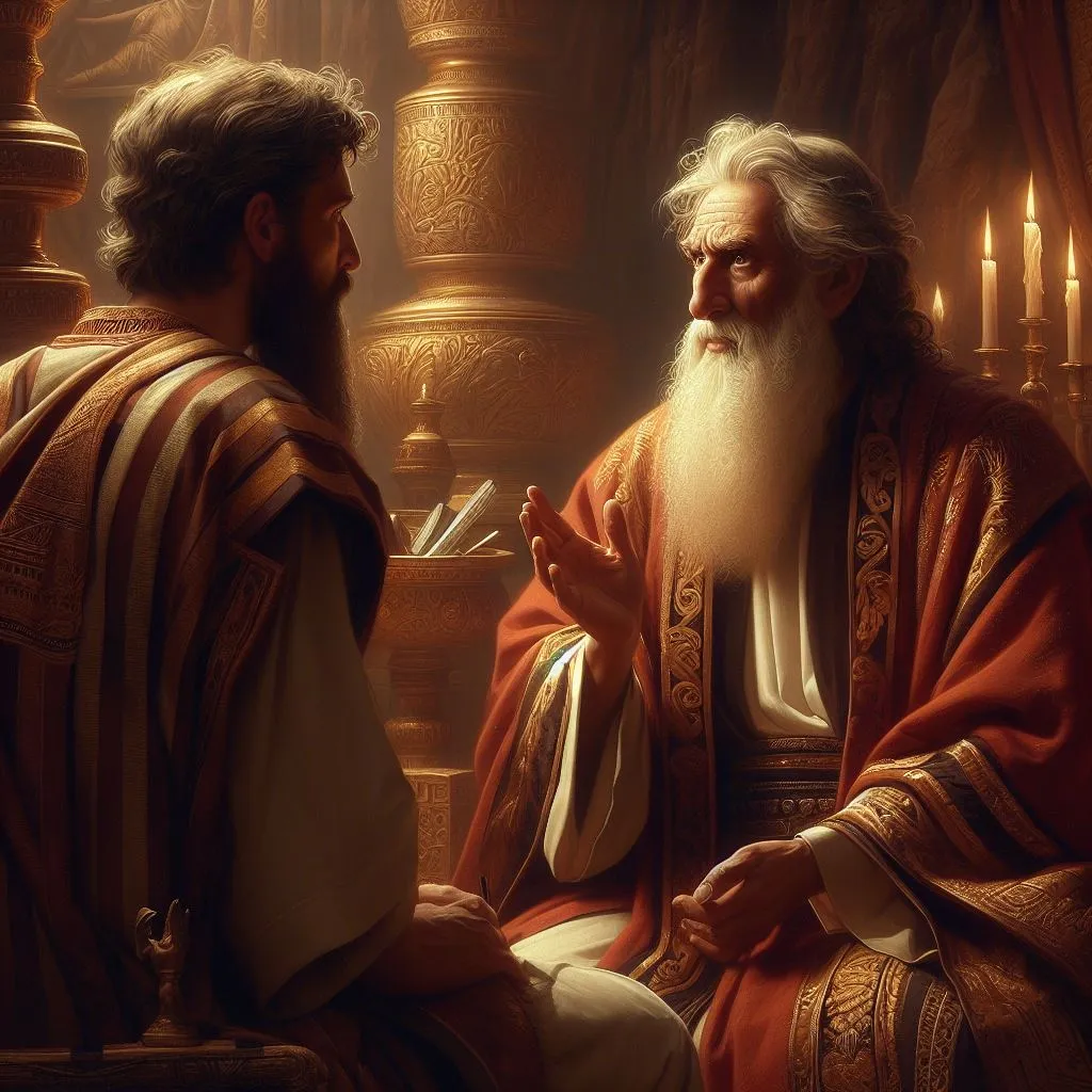 a painting of two men sitting next to each other