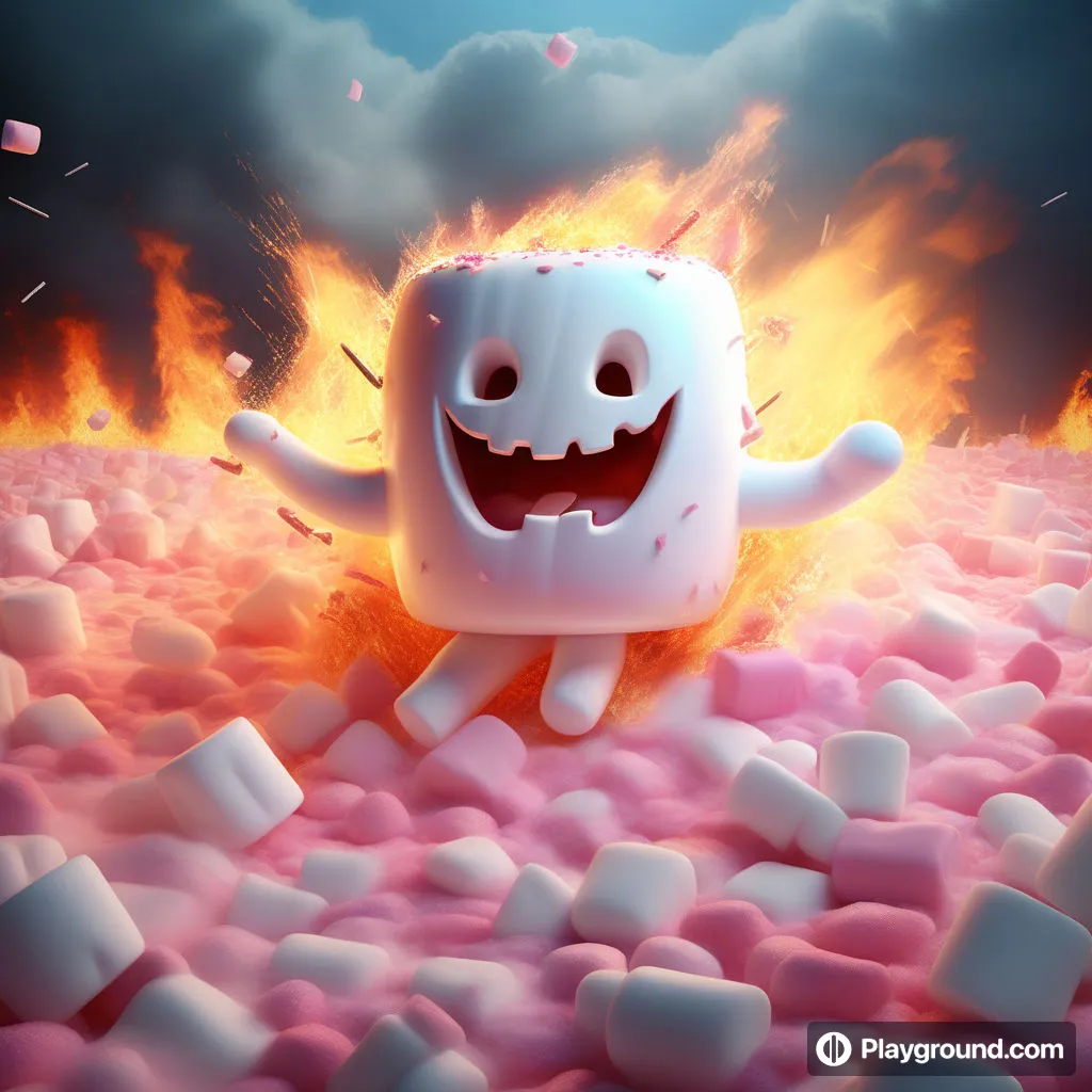 a cartoon character is in the middle of a pile of marshmallows