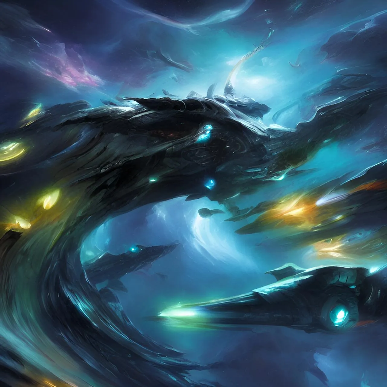 a painting of a dragon with glowing eyes