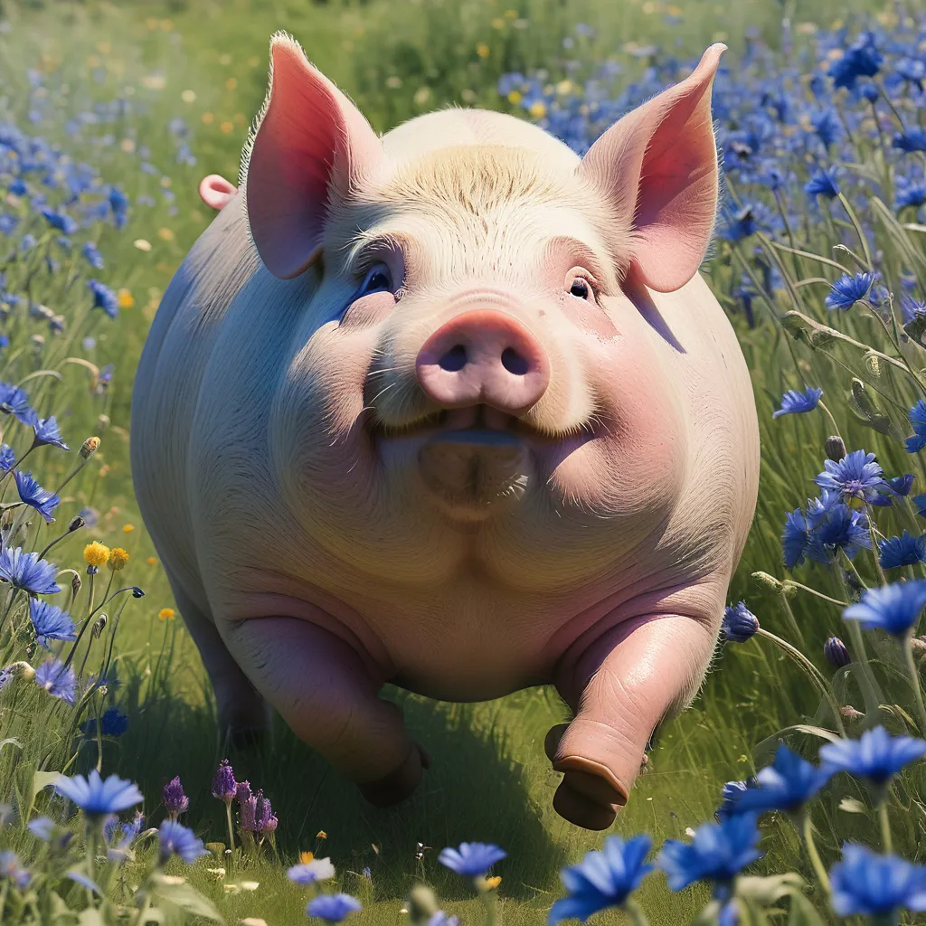 a pig that is standing in the grass