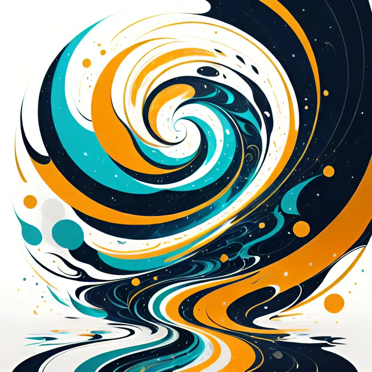 a painting of a swirly blue and orange design