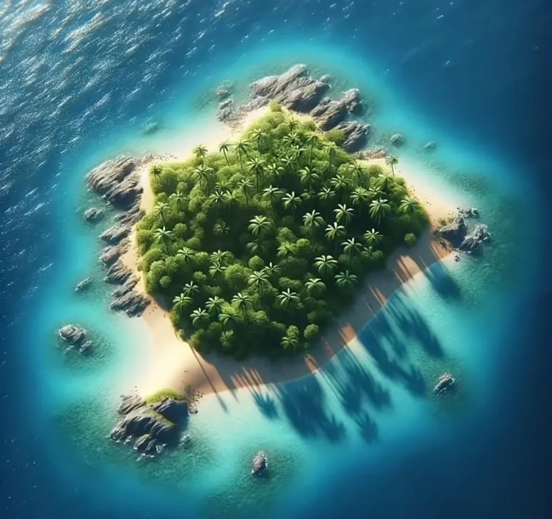 a small island in the middle of the ocean