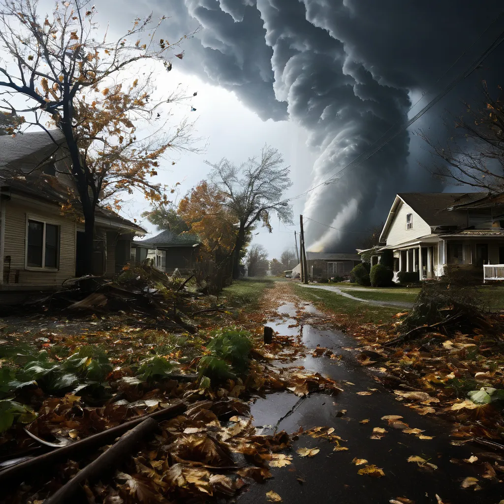 a storm is coming in over a neighborhood