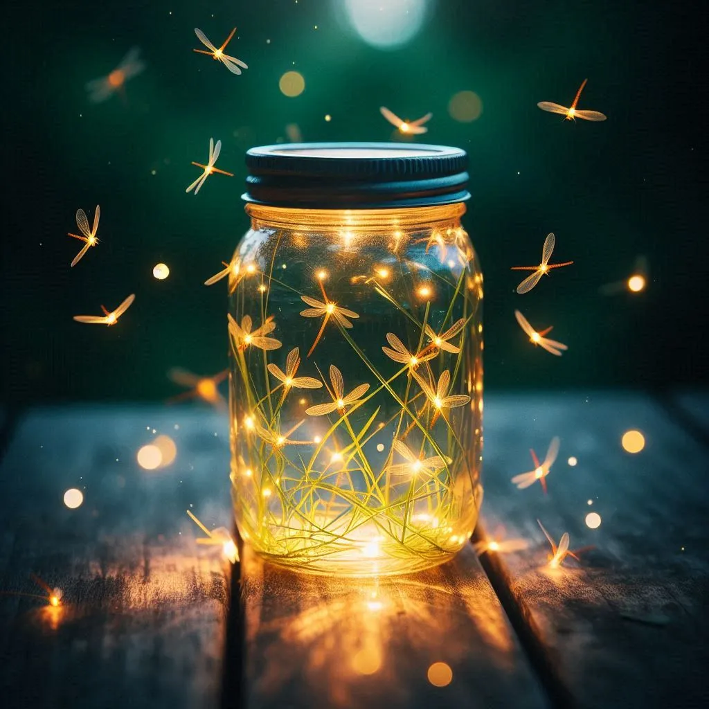 a mason jar filled with fairy lights on top of a wooden table