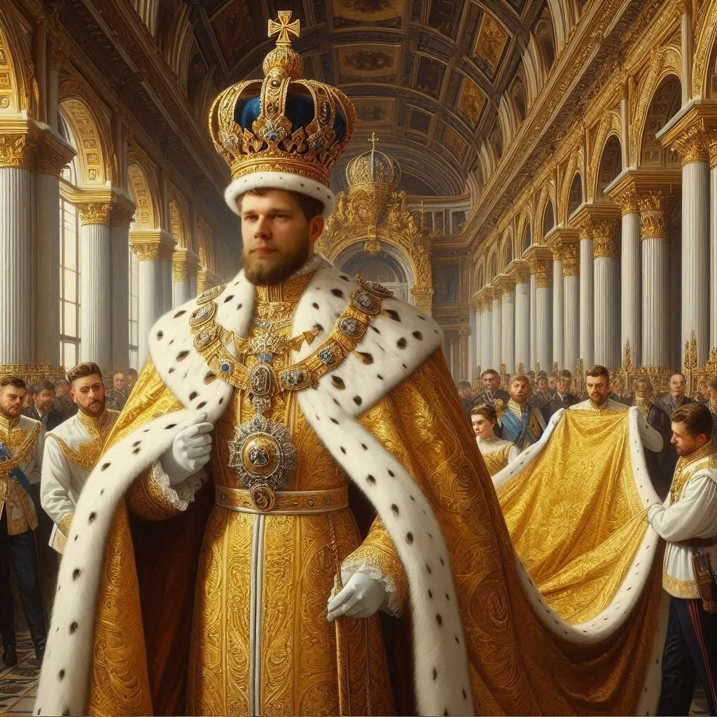 Czar in luxurious gold coronation robes