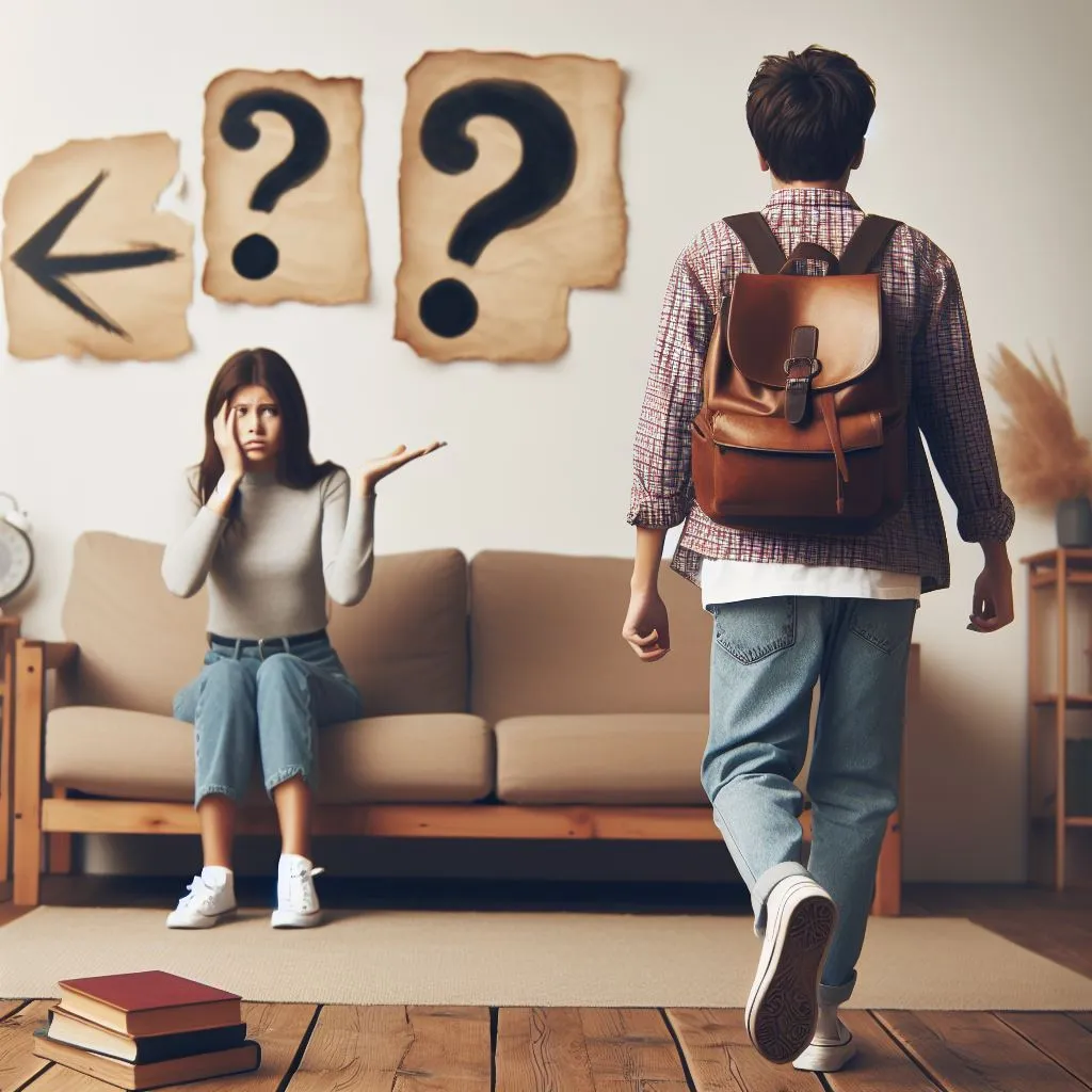 image of boy walking away from girl showing signs of frustration and confusion