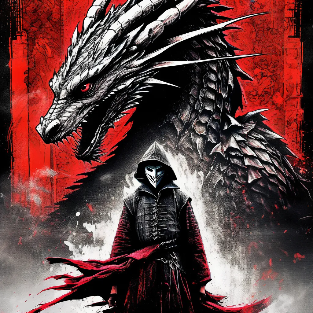 a poster of a man standing next to a dragon